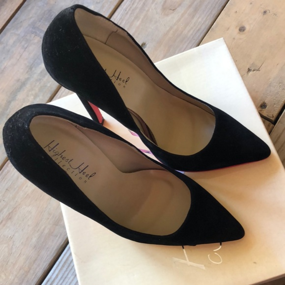Black suede heels‎